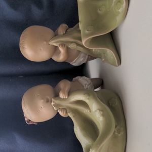 Handcrafted porcelain desk letter & coin holder set